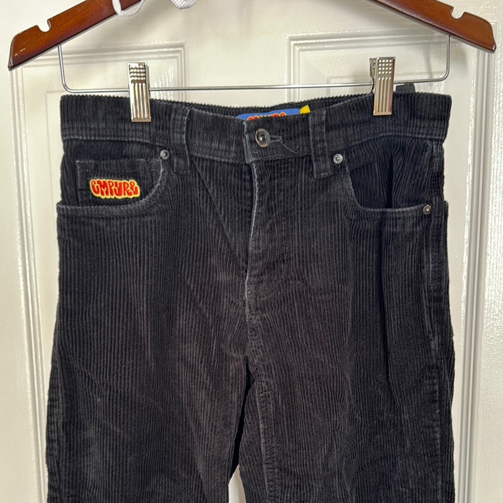 Empyre Kids Black Corduroy Pants with Orange Logo Patch 25